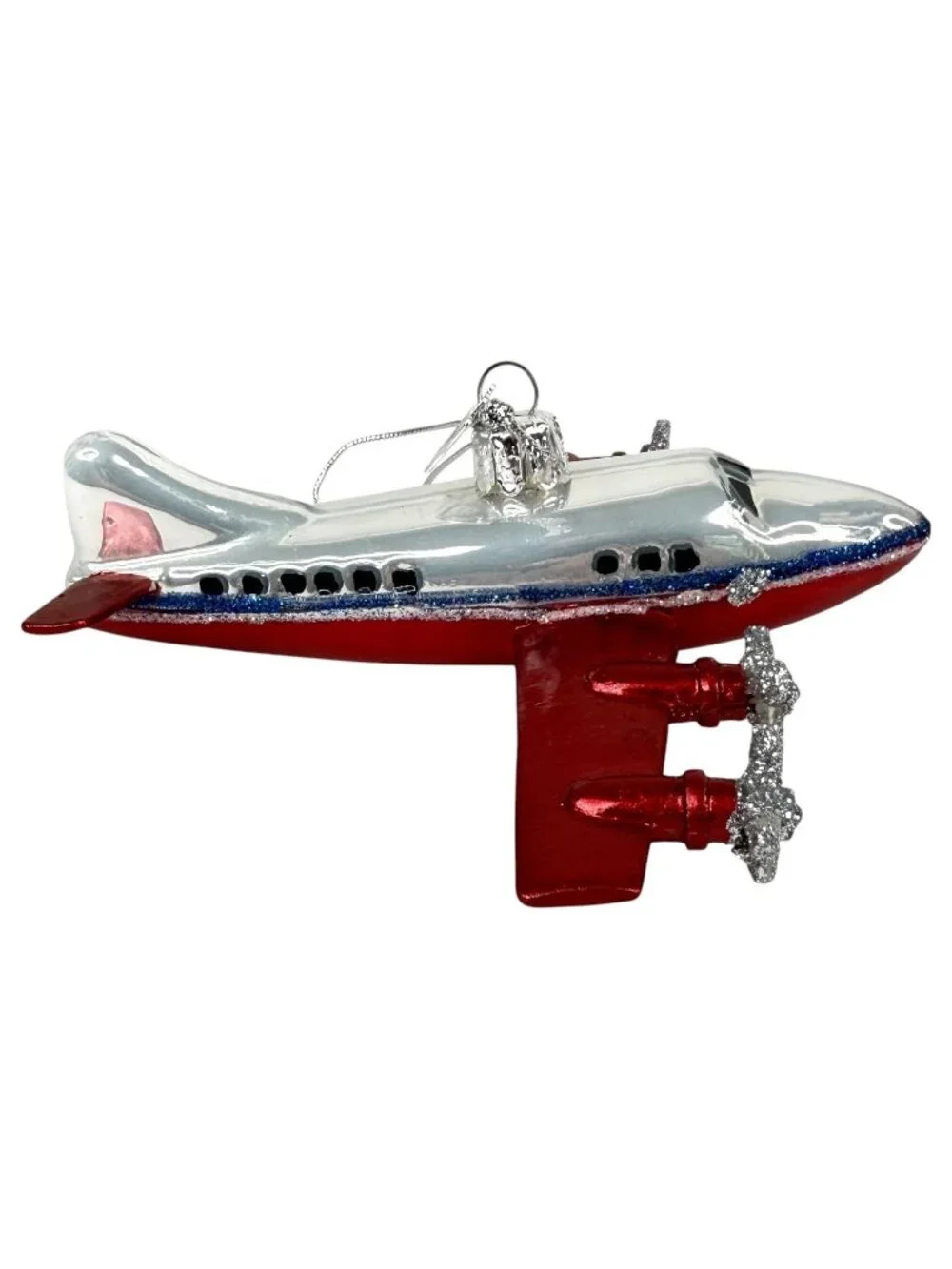 3 Kurt Adler Noble Gems Glass Airplane Christmas Ornaments 4‎ Engine Transport